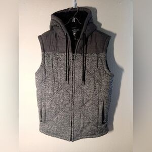 Marc Ecko Cut & Sew Men's Gray Quilted Hooded Puffer Vest Size M EUC